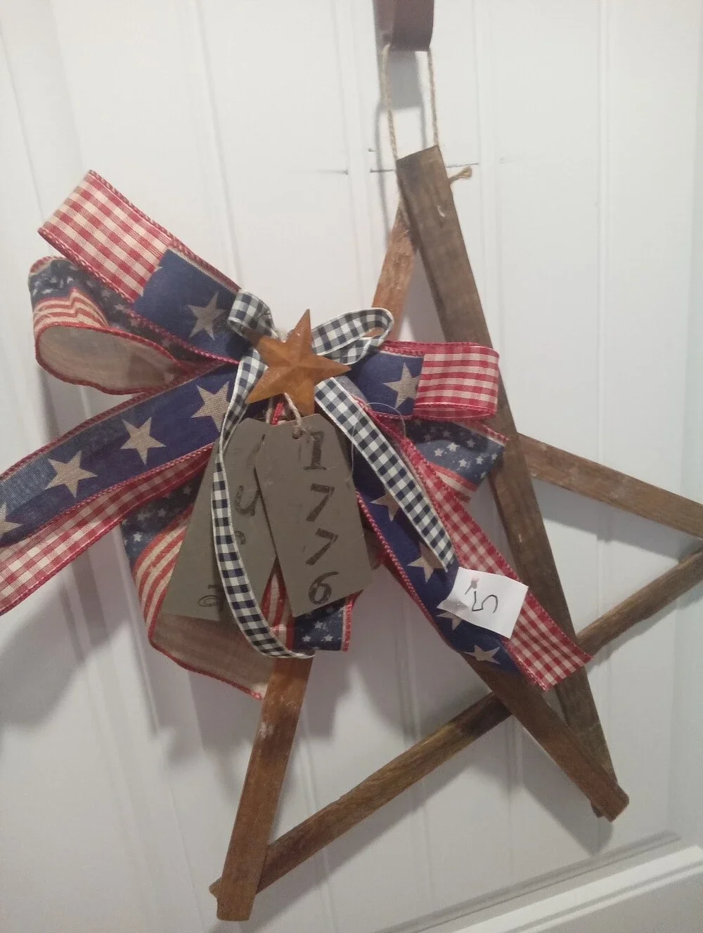 Patriotic Red, White & Blue Star Ribbon Wreath - Handcrafted Americana